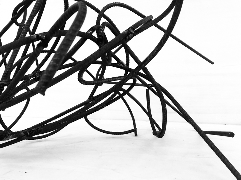 Pippo Lionni 20201125 43°11° steel rod sculpture 52x97x73cm