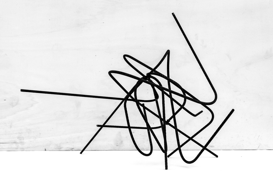 Pippo Lionni 20201207 43°11° steel rod sculpture 52x70x74cm