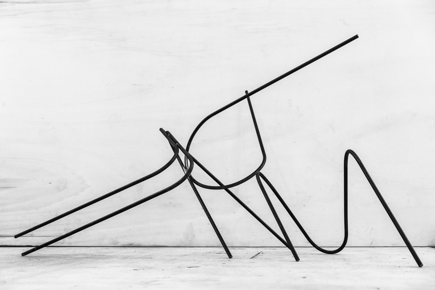 Pippo Lionni 20210204 43°11° steel rod sculpture 63x128x74cm