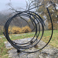 Pippo Lionni 20211206 43°11° steel rod sculpture 210x260x200cm