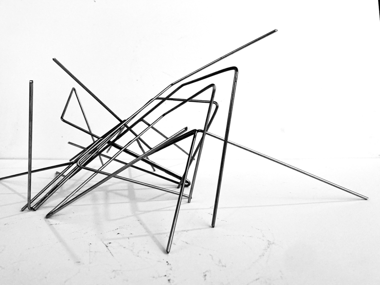 Pippo Lionni 20220310 43°11° steel wire sculpture 14 x 29 x 21 cm