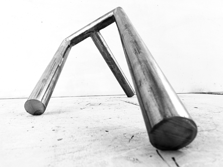 Pippo Lionni 20240306 43°11° steel rod sculpture 30 x 72 x 28 cm