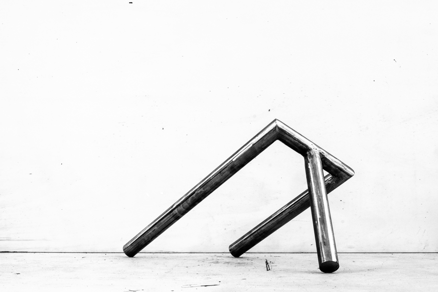 Pippo Lionni 20240306 43°11° steel rod sculpture 30 x 72 x 28 cm