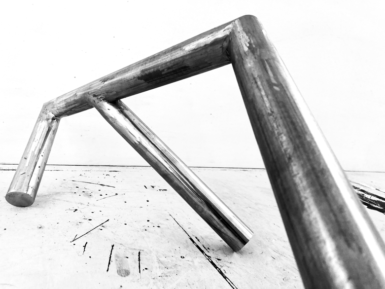 Pippo Lionni 20240307 43°11° steel rod sculpture 32 x 89 x 38 cm