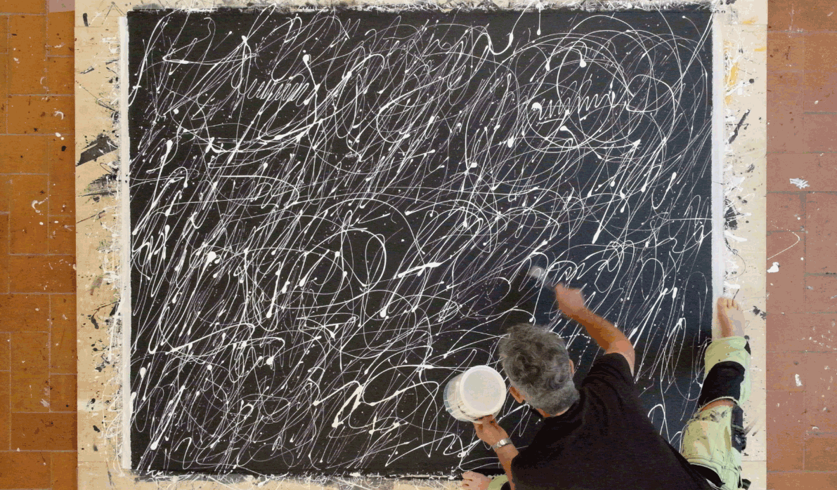 20200817 43°11° acrylic enamel on canvas 166x215cm with Ingvar Larsson  on Moog 