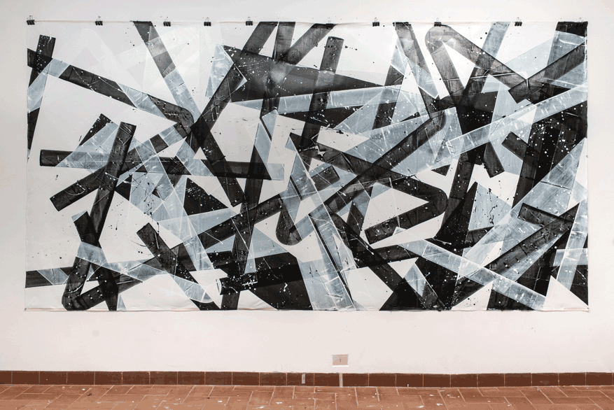 Pippo Lionni, 20151011, 43°11°, acrylic on canvas, 200x410cm