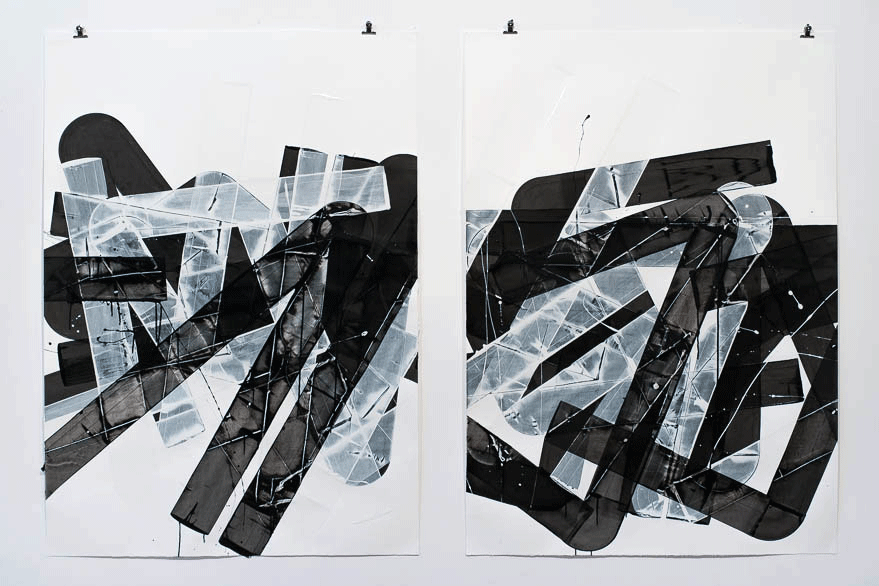 Pippo Lionni, 20150106, 43°11°, acrylic on 300g paper, 140x210cm