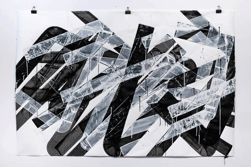 Pippo Lionni, 20150124, 43°11°, acrylic on 300g paper, 140x210cm