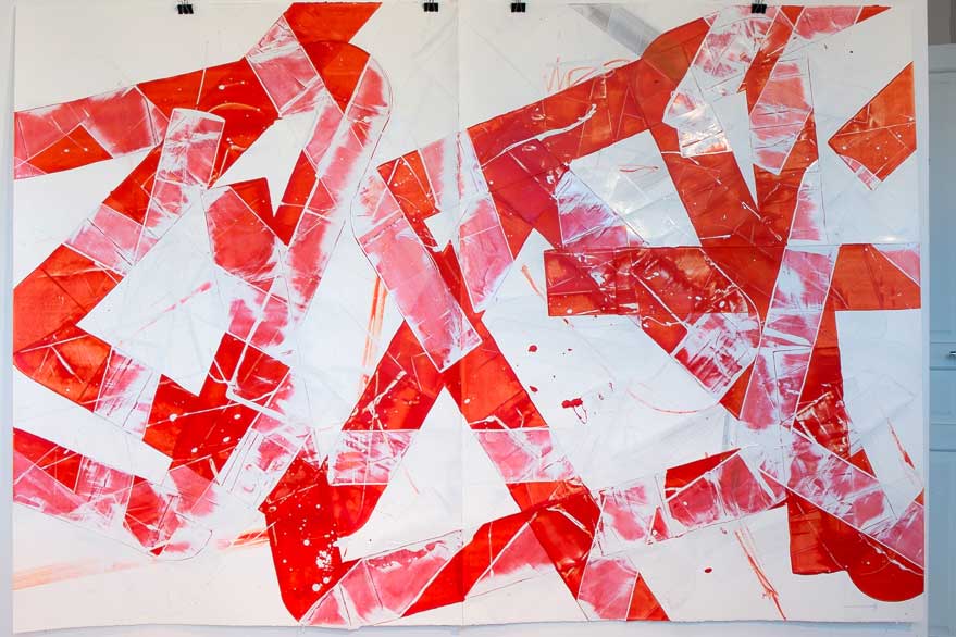 Pippo Lionni, 20150225, 48°02°, acrylic on 300g paper, 140x202cm
