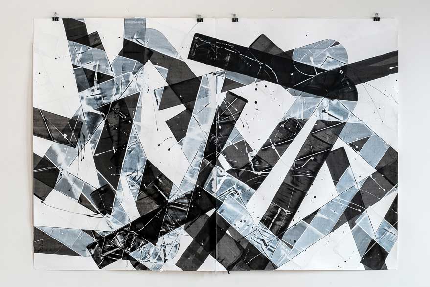 Pippo Lionni, 20150226, 48°02°, acrylic on 300g paper, 140x202cm