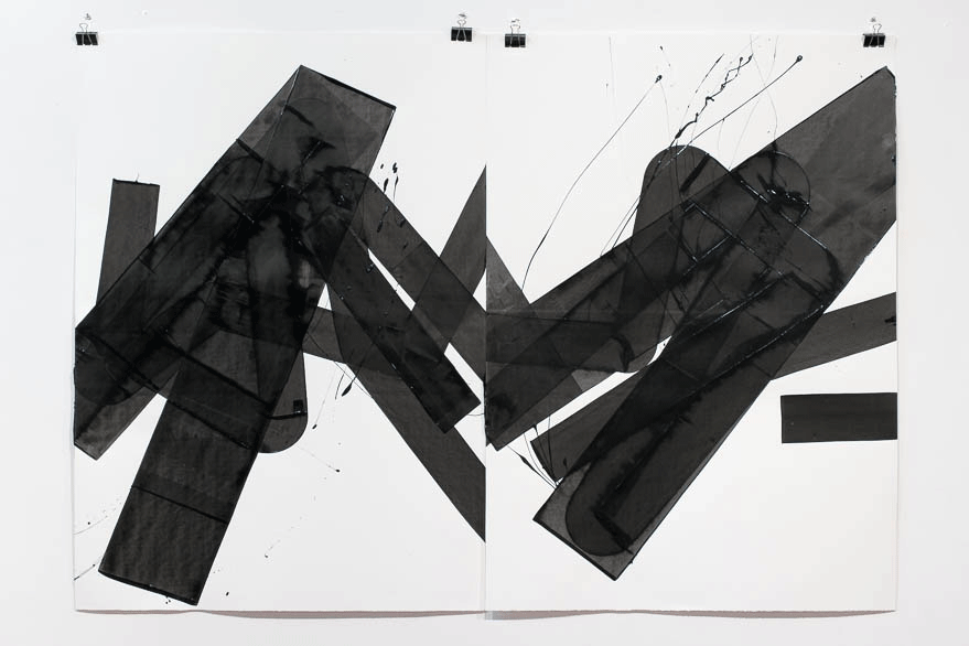 Pippo Lionni, 20150309, 43°11°, acrylic on 300g paper, 140x210cm
