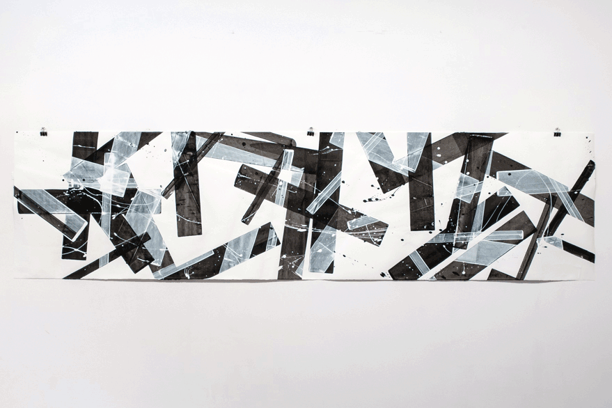 Pippo Lionni, 20150831, 43°11°, acrylic on 300g paper, 70x280cm