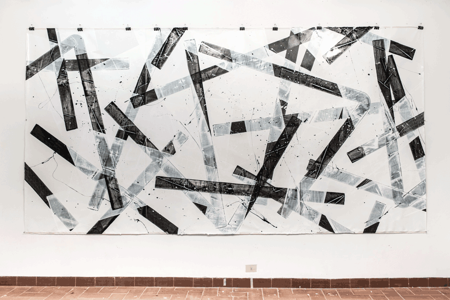 Pippo Lionni, 20150910, 43°11°, acrylic on canvas, 200x410cm