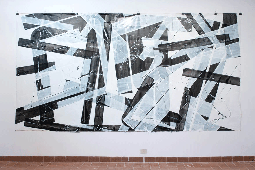 Pippo Lionni, 20150503, 43°11°, acrylic on canvas, 200x400cm