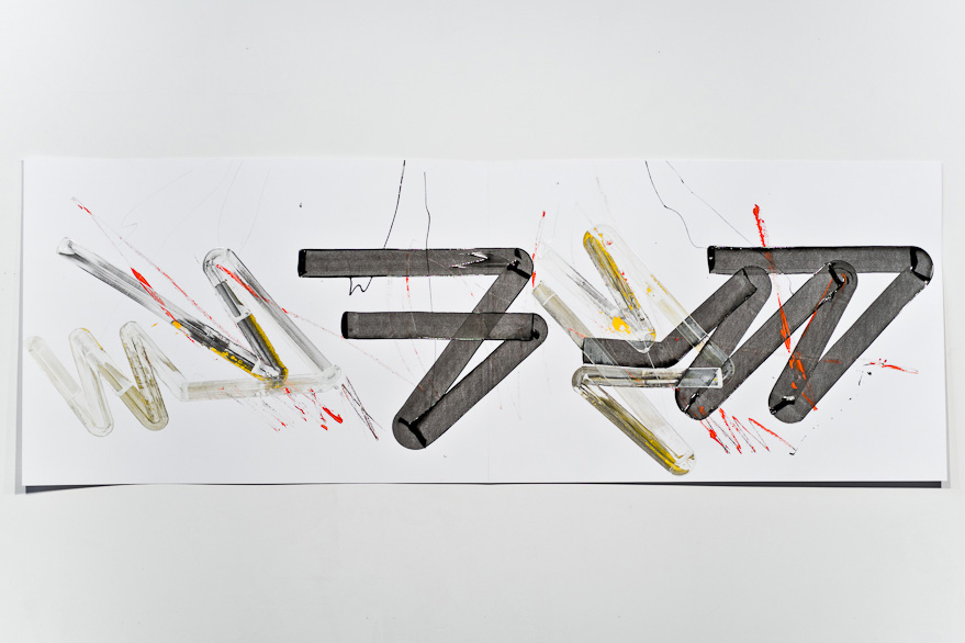 Pippo Lionni-UNTITED 468, 43°11°, 2013, acrylic on 220g paper, 70x200cm