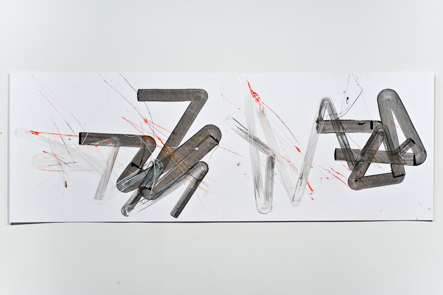 Pippo Lionni-UNTITED 469, 43°11°, 2013, acrylic on 220g paper, 70x200cm