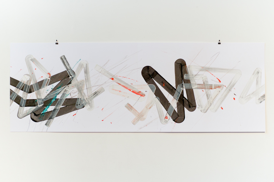 Pippo Lionni, UNTITLED 536, 2014, acrylic on 220g paper, 70x200cm