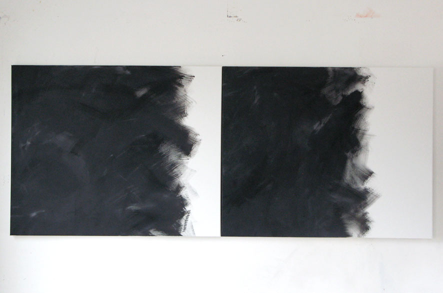 Pippo Lionni GRAYMATTERS 12, 2009, Acylic on canvas, diptych, 200x80cm